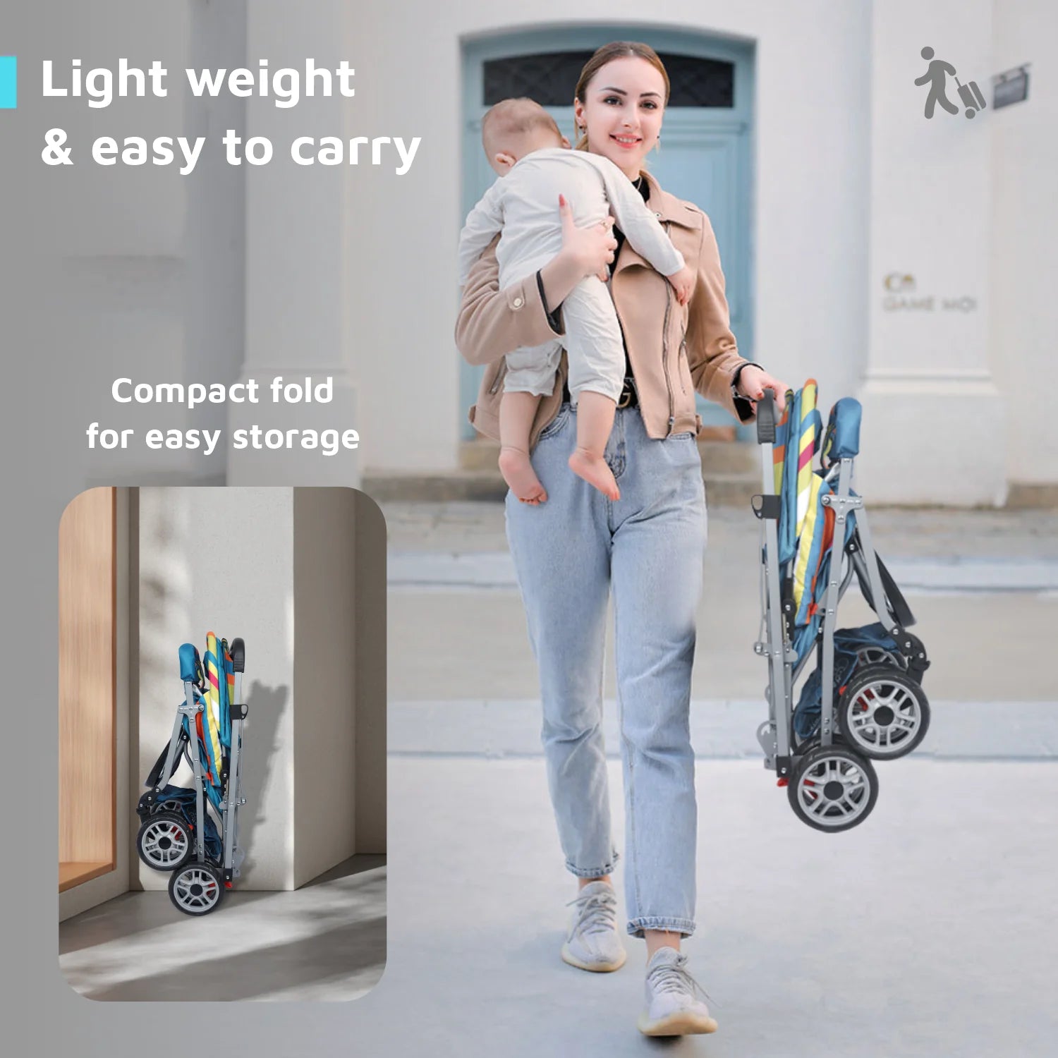 R for Rabbit Lollipop Lite Stroller - Travel Friendly, Easy To Fold, Reversible Handle, Wheel Lock, Adjustable Leg Rest