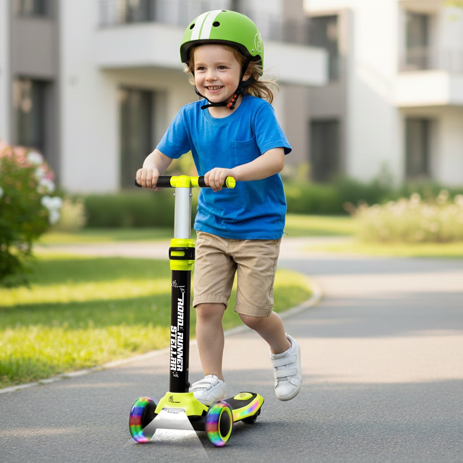 R for Rabbit Road Runner Stellar - LED Scooter for Kids with Bluetooth Music, Adjustable Height & Smooth Ride