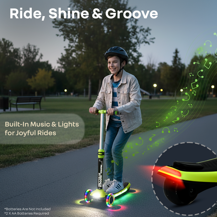 R for Rabbit Road Runner Stellar - LED Scooter for Kids with Bluetooth Music, Adjustable Height & Smooth Ride