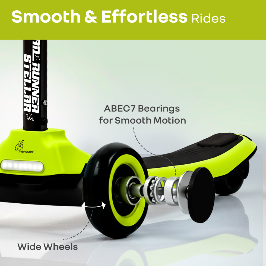 R for Rabbit Road Runner Stellar - LED Scooter for Kids with Bluetooth Music, Adjustable Height & Smooth Ride
