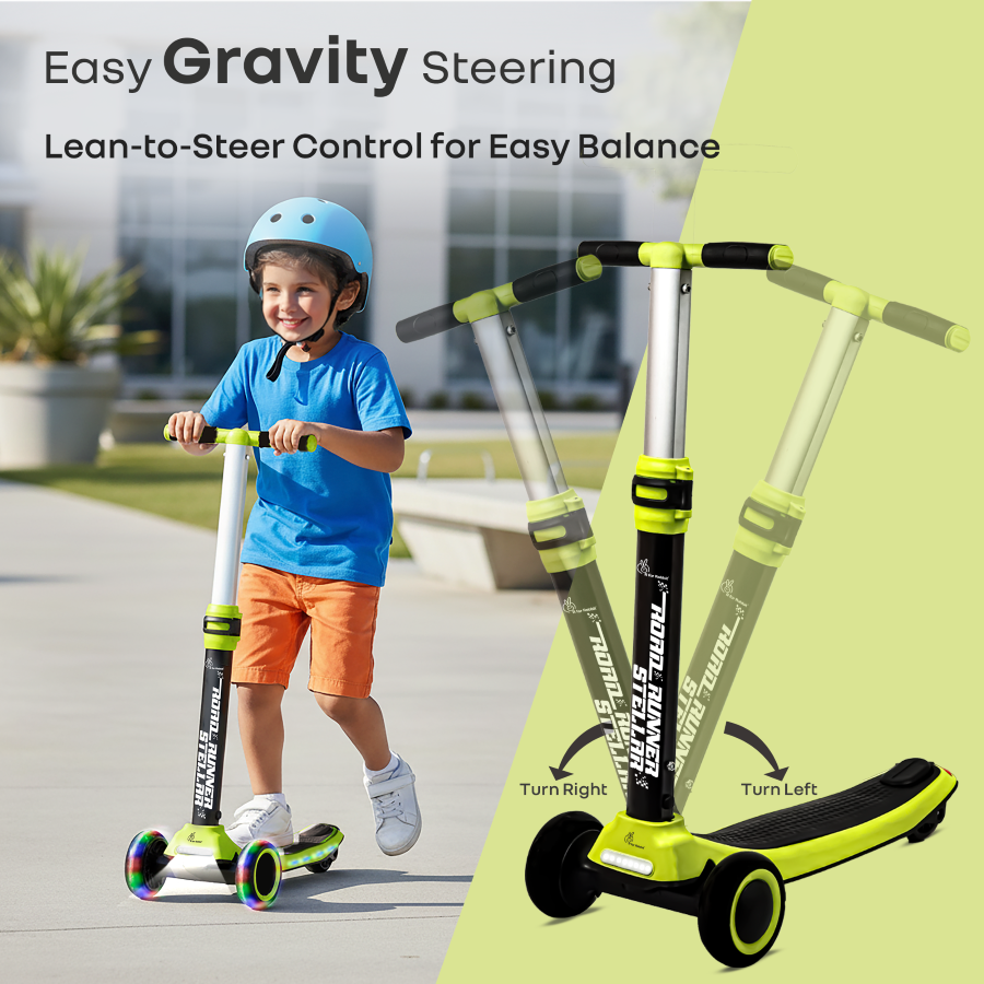 R for Rabbit Road Runner Stellar - LED Scooter for Kids with Bluetooth Music, Adjustable Height & Smooth Ride