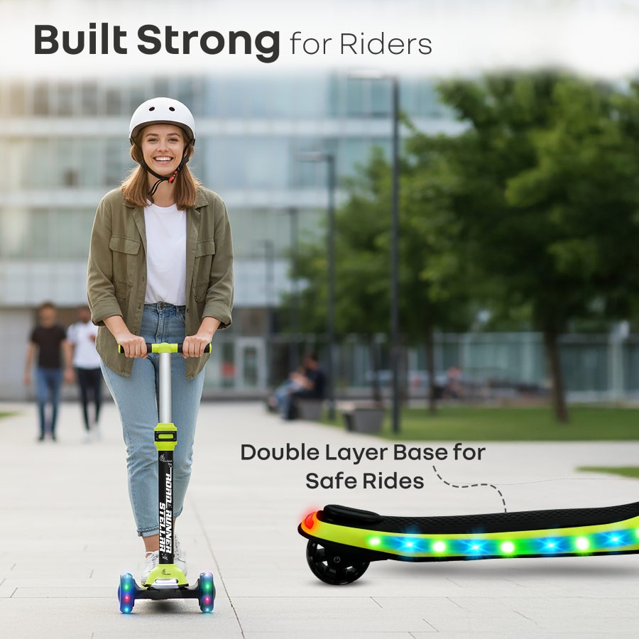 R for Rabbit Road Runner Stellar - LED Scooter for Kids with Bluetooth Music, Adjustable Height & Smooth Ride