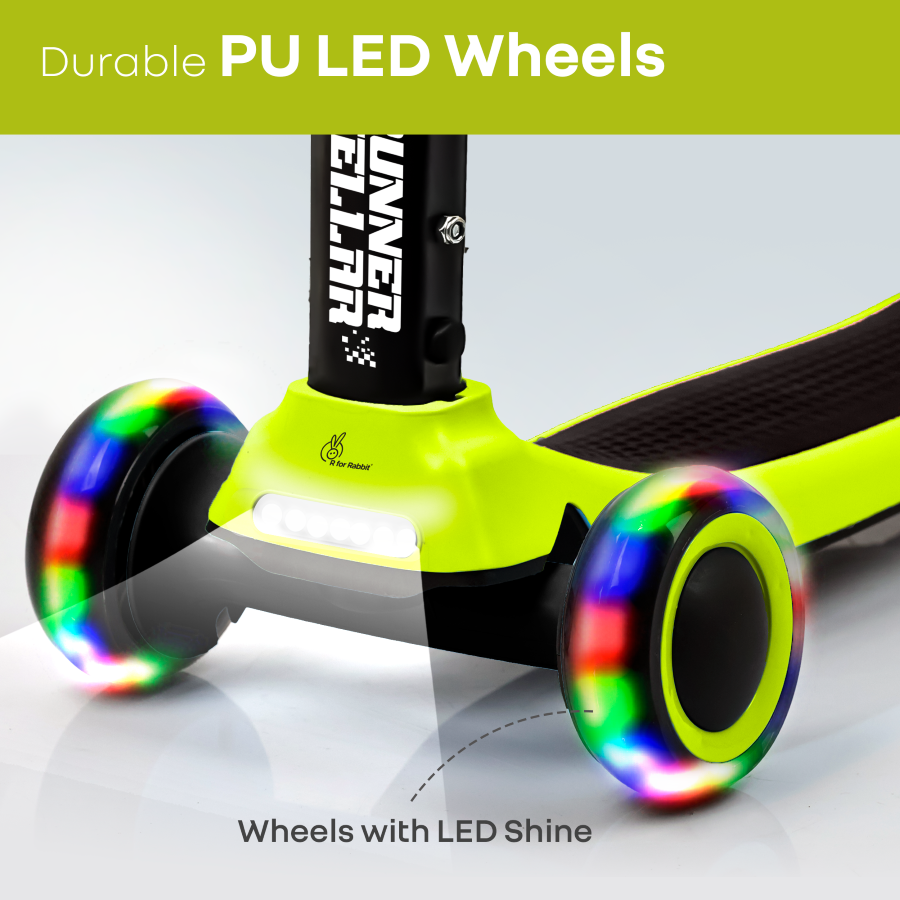 R for Rabbit Road Runner Stellar - LED Scooter for Kids with Bluetooth Music, Adjustable Height & Smooth Ride