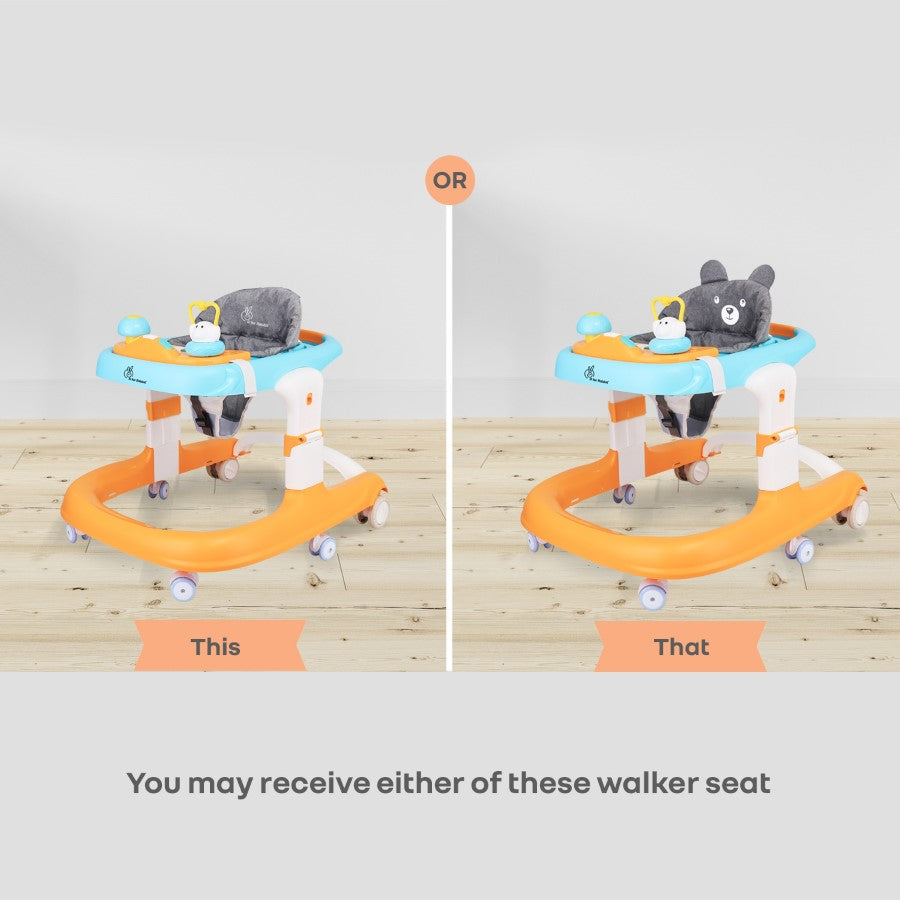 R for Rabbit Little Feet Sportz Baby Walker 2-in-1 Walker Turn Push Walker With Detachable Toy Bar With Meal Tray