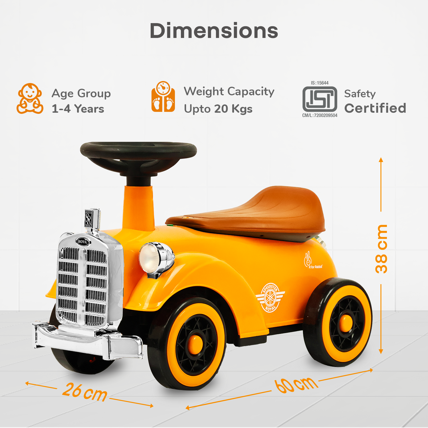 R for Rabbit Speedster Royal Ride On Car for Kids