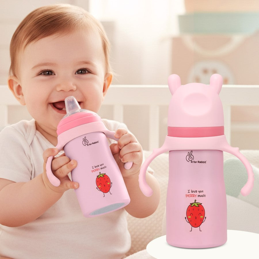 R for Rabbit Steebo Fusion Spout Cup Stainless Steel Bottle For Kids, 270ml Leak Proof