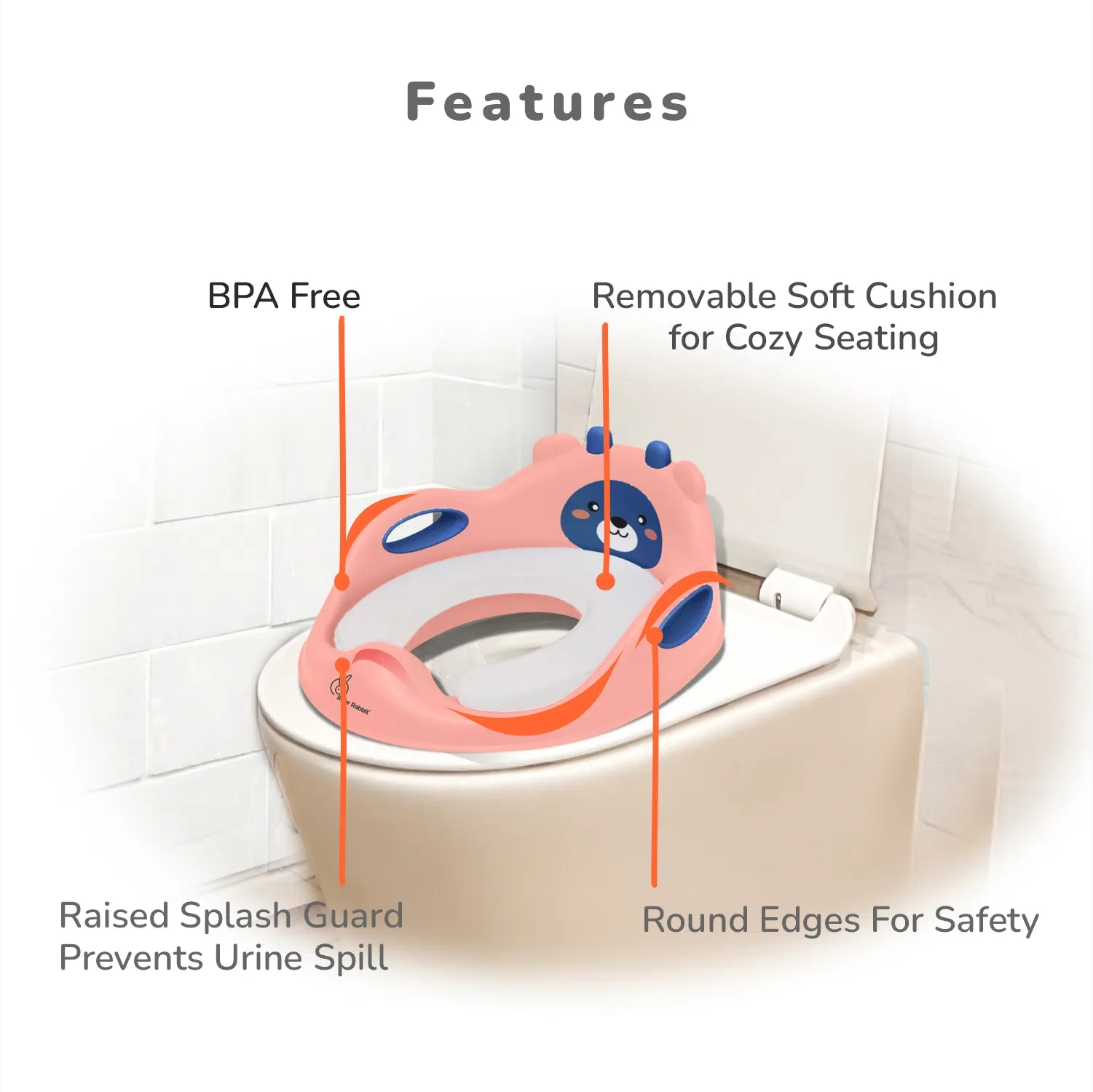 R for Rabbit Minimo Teddy Toilet Seats Happy and Comfy Potty Training Seat for Baby