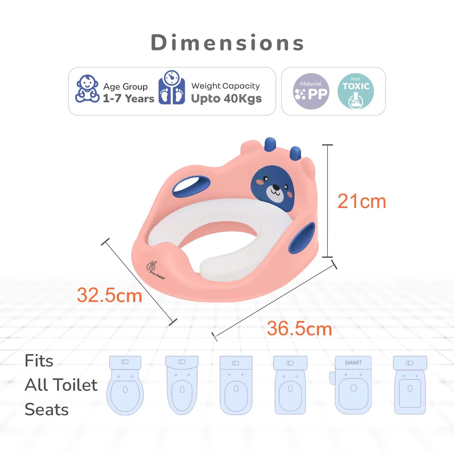 R for Rabbit Minimo Teddy Toilet Seats Happy and Comfy Potty Training Seat for Baby