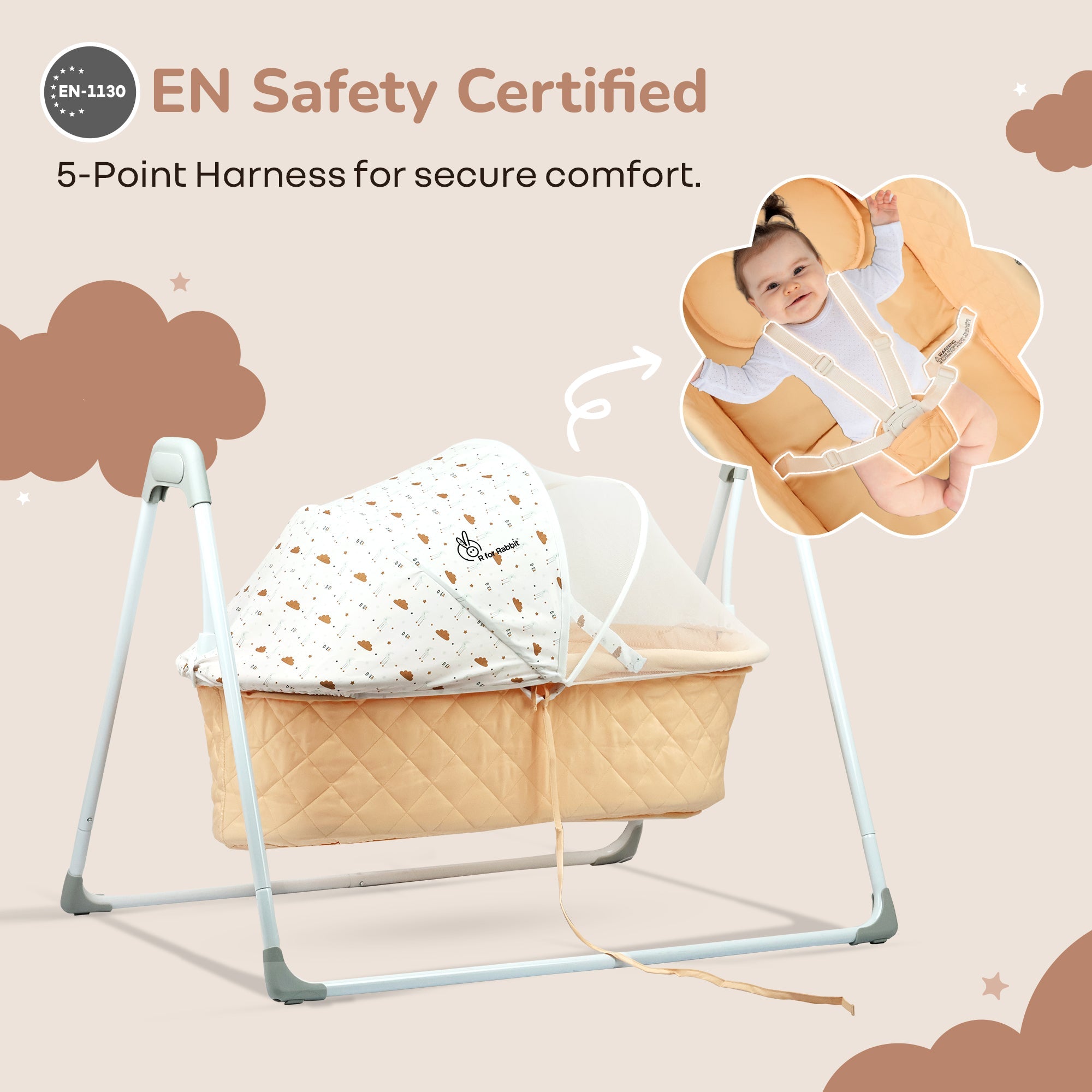 R for Rabbit Lullabies Manual Baby Cradle Safe & Comfortable Baby Bed