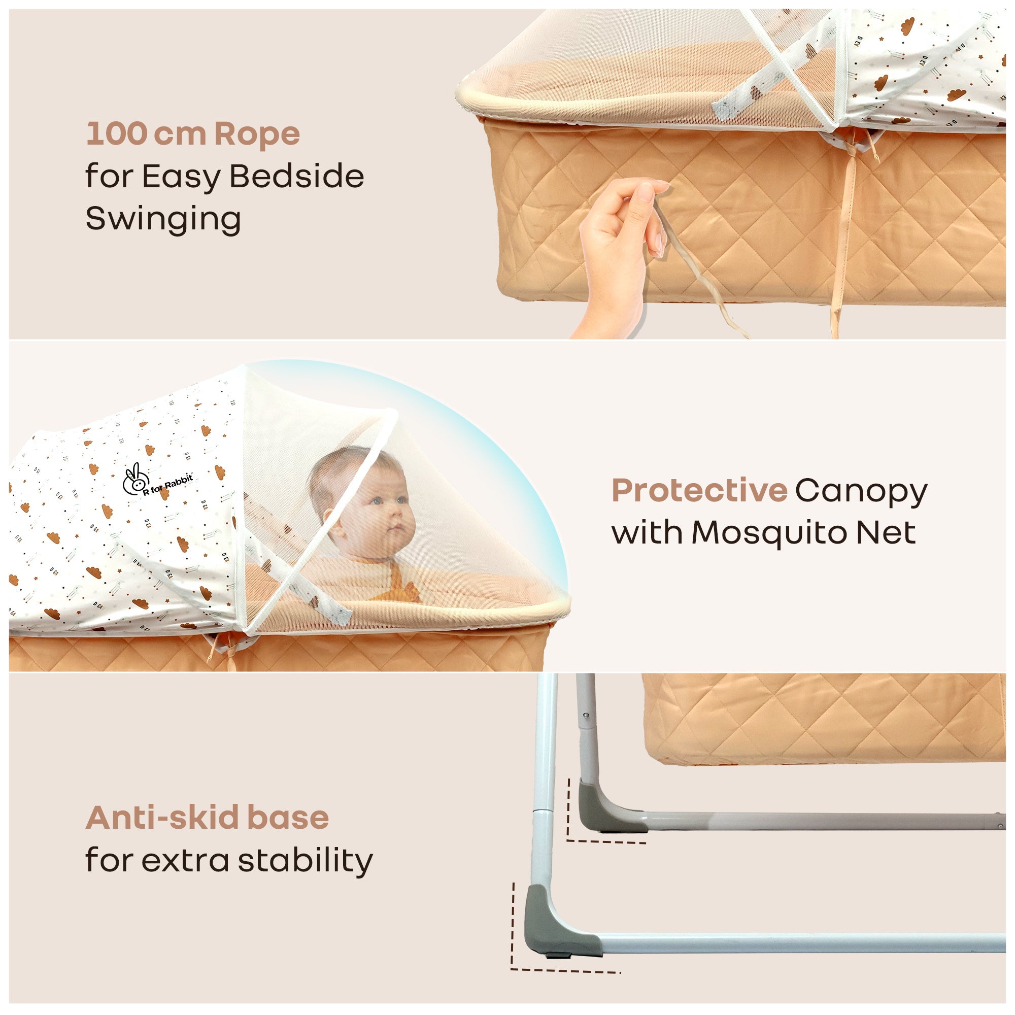 R for Rabbit Lullabies Manual Baby Cradle Safe & Comfortable Baby Bed