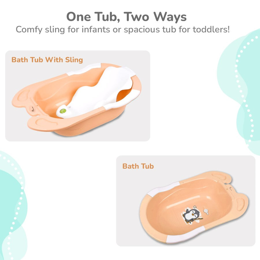 R for Rabbit Bubble Double Snowy: 2-in-1 Baby Bath Tub with Ergonomic Sling