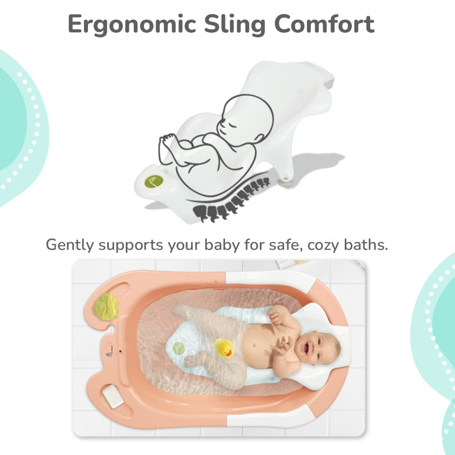 R for Rabbit Bubble Double Snowy: 2-in-1 Baby Bath Tub with Ergonomic Sling
