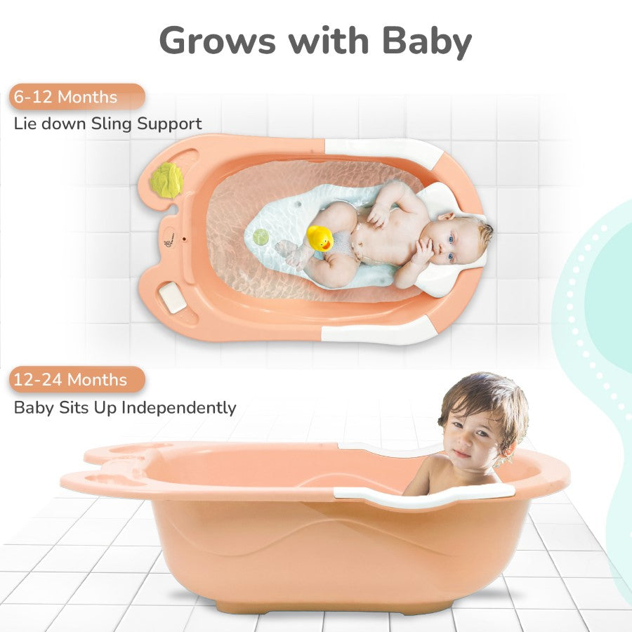 R for Rabbit Bubble Double Snowy: 2-in-1 Baby Bath Tub with Ergonomic Sling