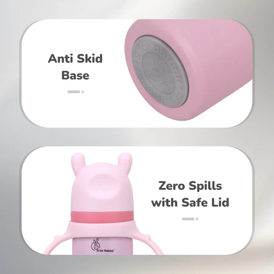 R for Rabbit Steebo Tiny Tales Spout and Straw Sipper SS Bottle 270ml Personalized Name