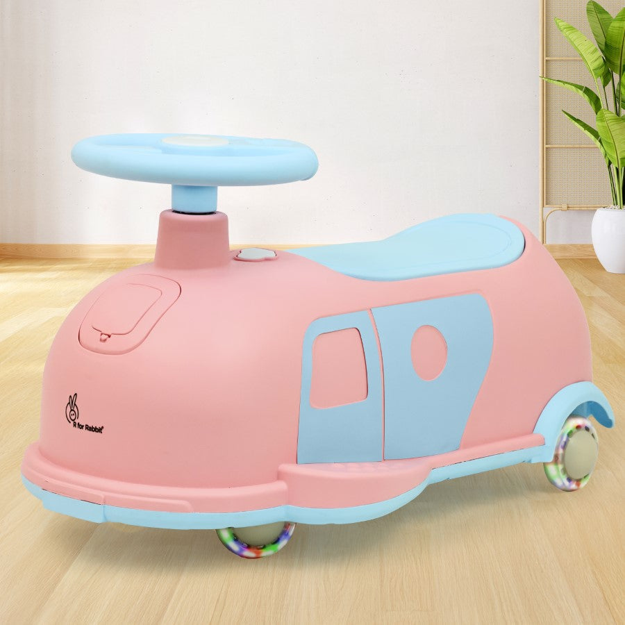 R for Rabbit Iya Iya Caravan Swing car – 3-in-1 Multipurpose Ride-On with PU LED Wheels