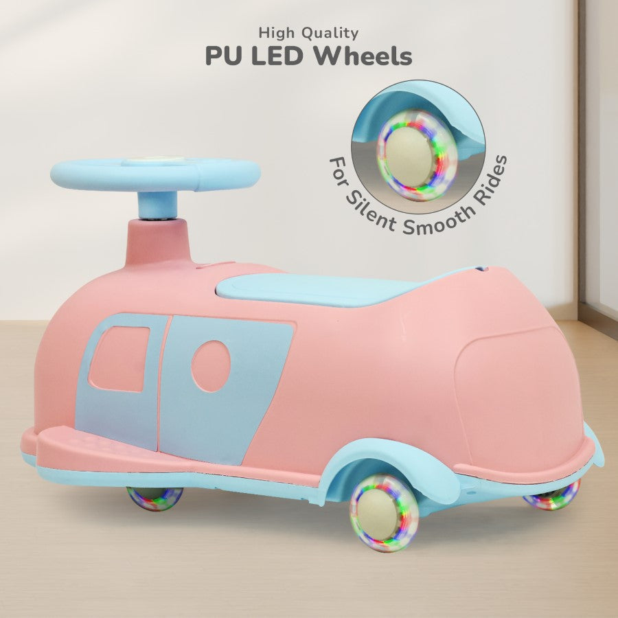 R for Rabbit Iya Iya Caravan Swing car – 3-in-1 Multipurpose Ride-On with PU LED Wheels