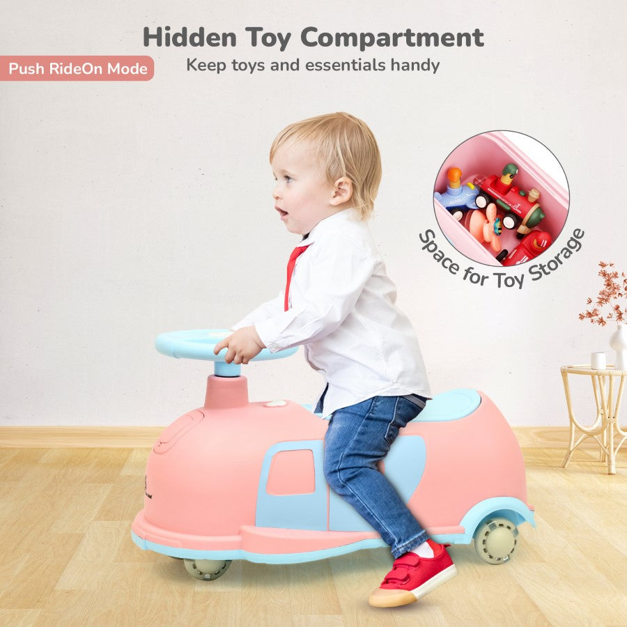 R for Rabbit Iya Iya Caravan Swing car – 3-in-1 Multipurpose Ride-On with PU LED Wheels