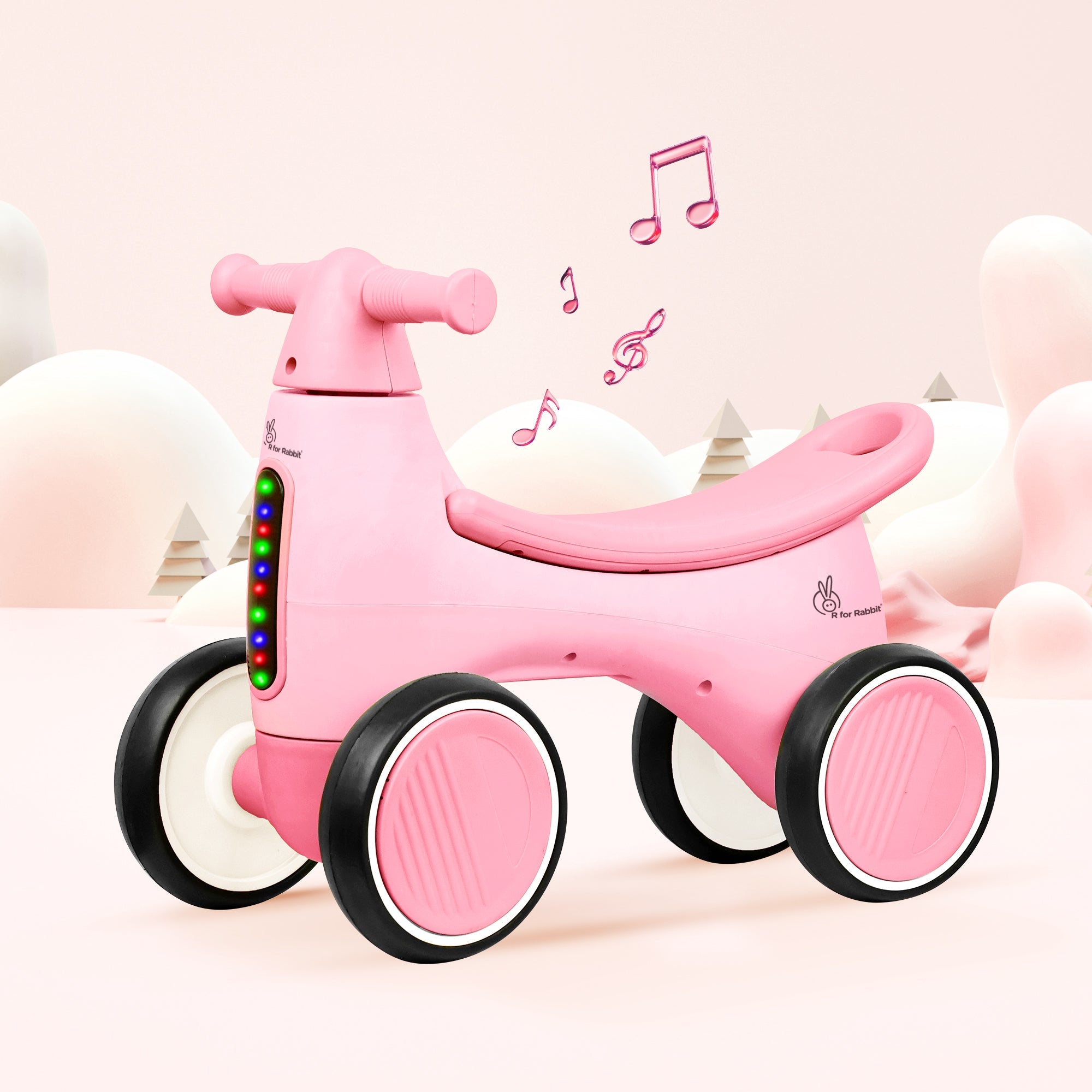 R for Rabbit Speedster Glider Baby Ride On Car – Fun Push Ride with Music, LED Lights, Toy Storage & EVA Wheels