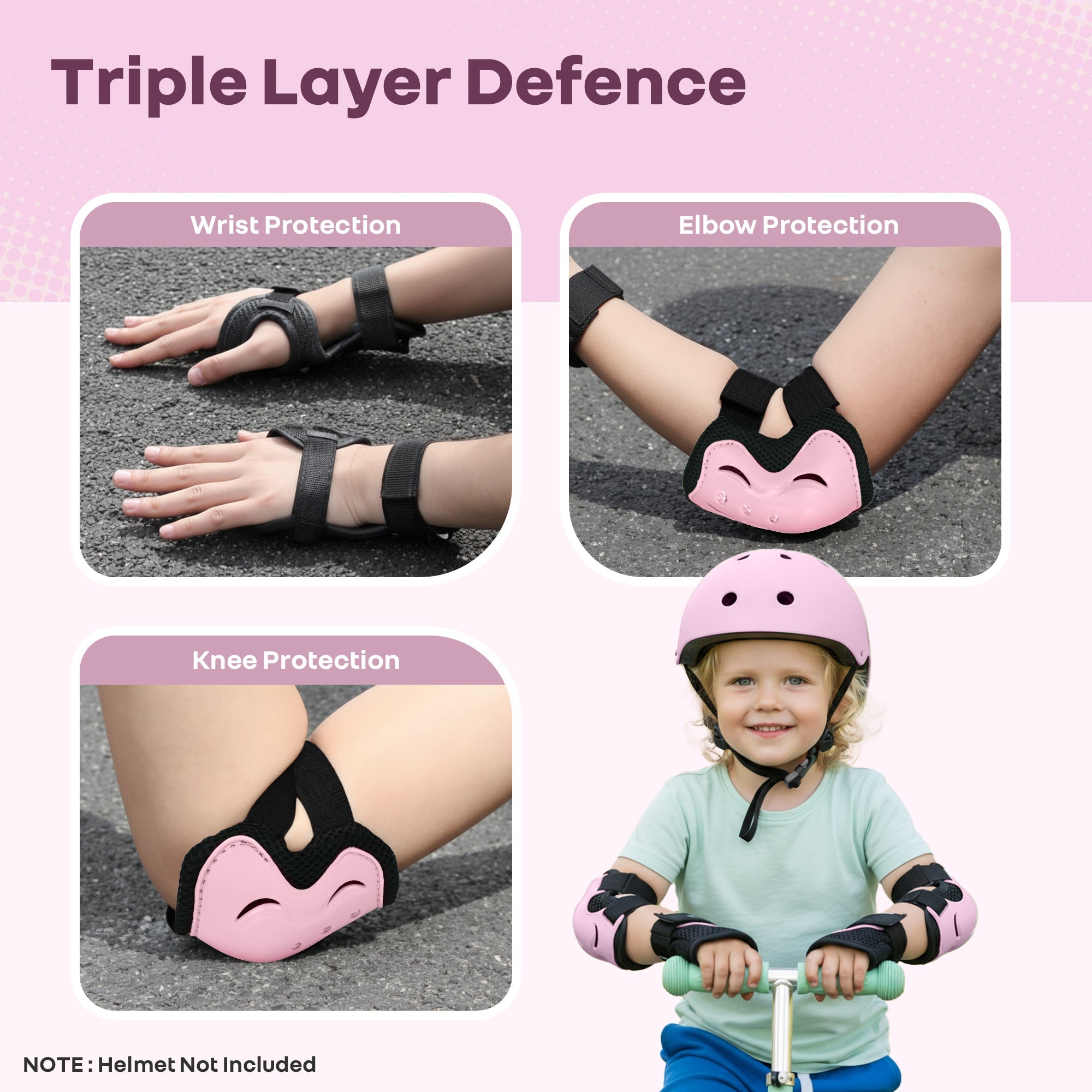 R for Rabbit Kids Safety Protector Pads Set, Cushioned Knee, Elbow & Wrist Guards for Outdoor Riding & Sports