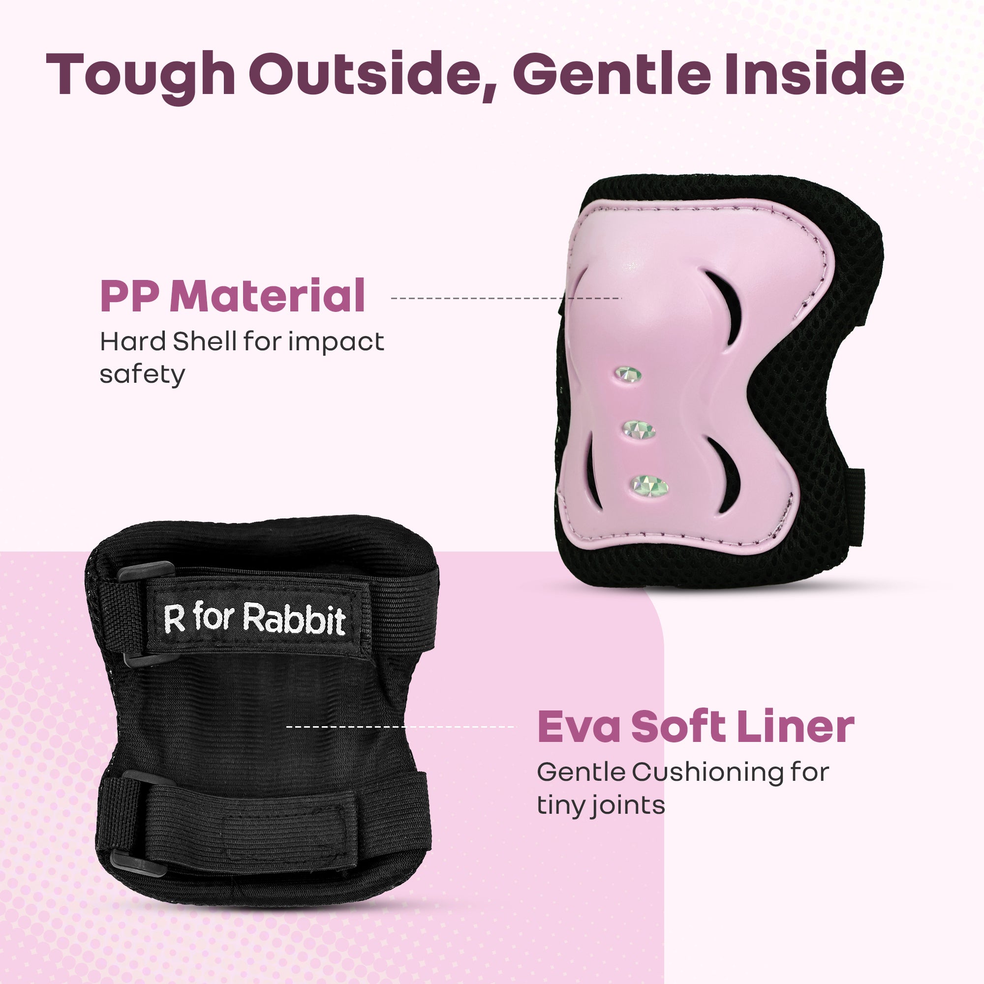 R for Rabbit Kids Safety Protector Pads Set, Cushioned Knee, Elbow & Wrist Guards for Outdoor Riding & Sports