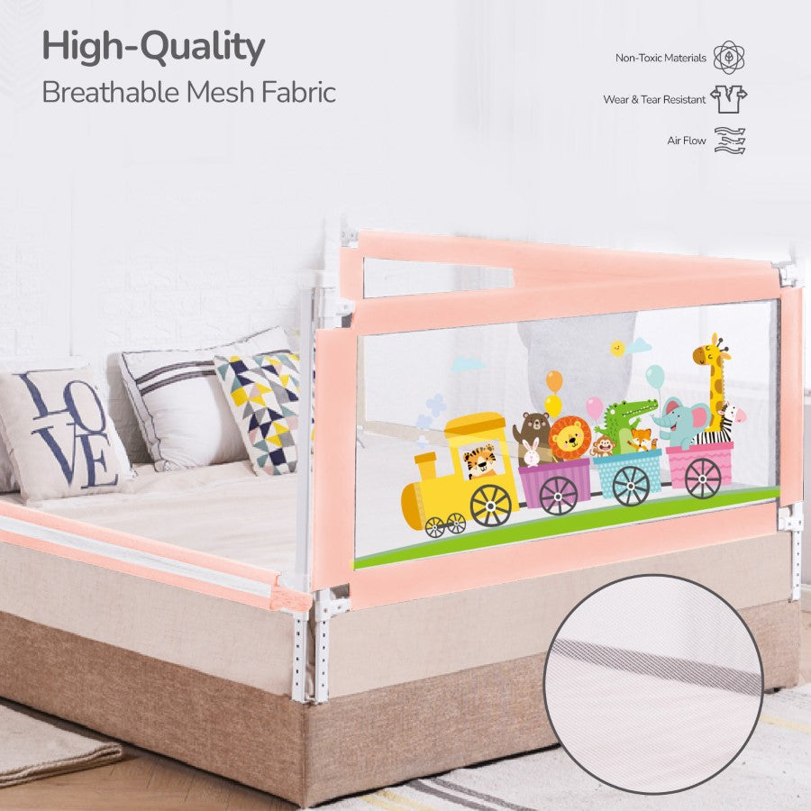 R for Rabbit Safari Bed Rail for Baby With Adjustable Height, Mesh & Storage Pocket