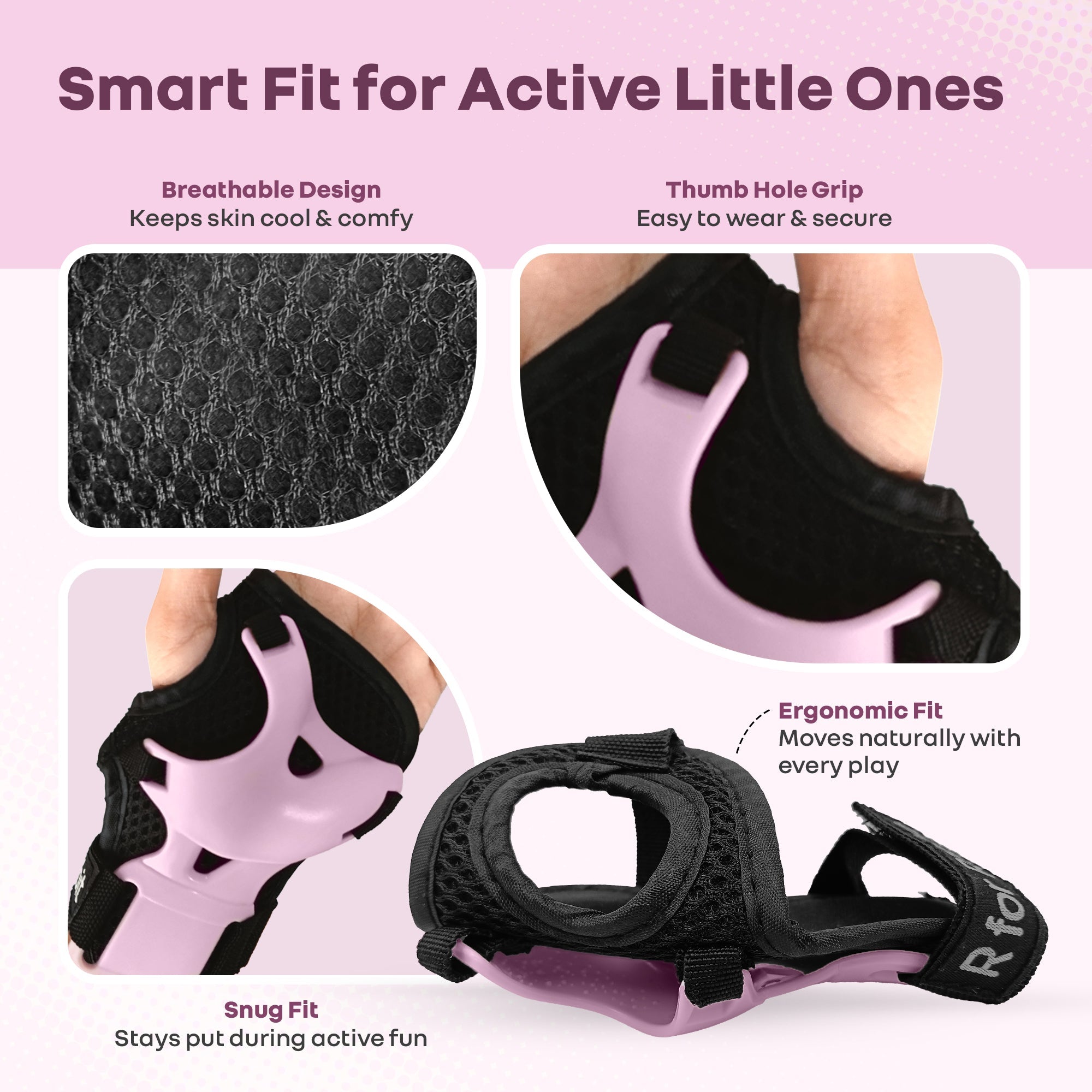 R for Rabbit Kids Safety Protector Pads Set, Cushioned Knee, Elbow & Wrist Guards for Outdoor Riding & Sports