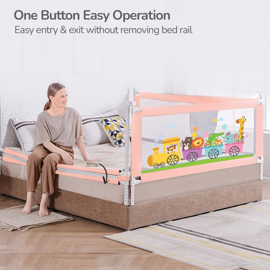 R for Rabbit Safari Bed Rail for Baby With Adjustable Height, Mesh & Storage Pocket