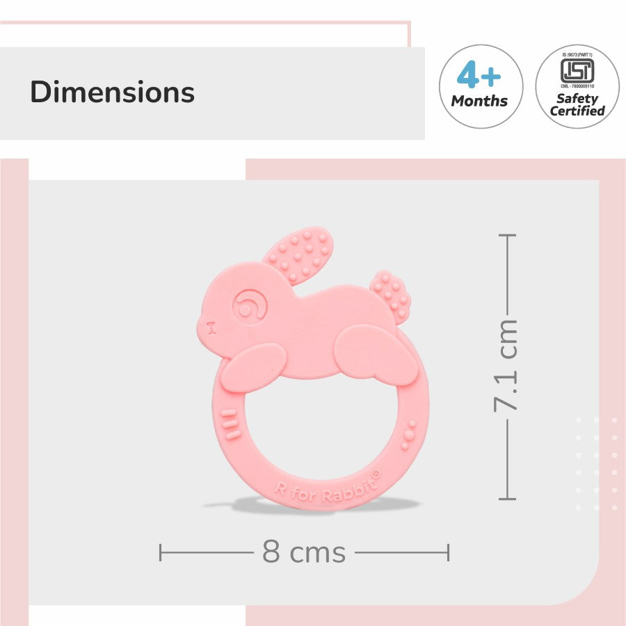 R for Rabbit Tiny Bites Zoobie Baby Silicone Teethers Pack of 1 Crocodile, Rabbit, and Elephant