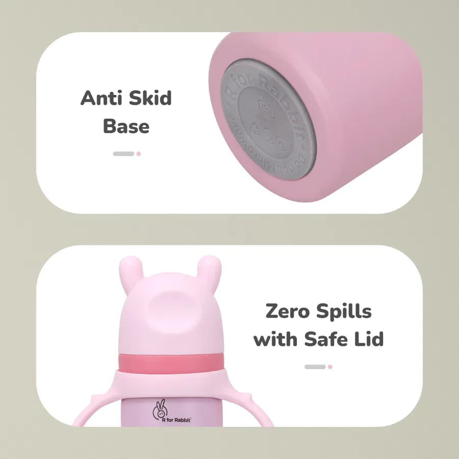 R for Rabbit Steebo Fusion Spout Cup Stainless Steel Bottle For Kids, 270ml Leak Proof