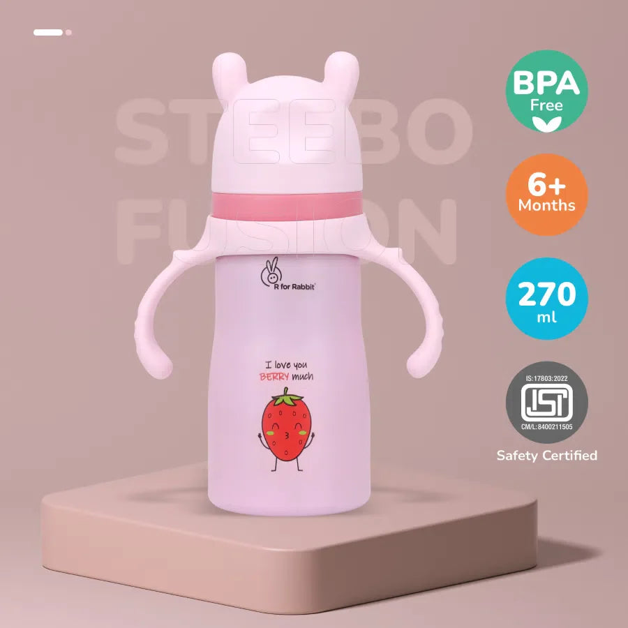 R for Rabbit Steebo Fusion Spout Cup SS Bottle 270ml With Personalized Name