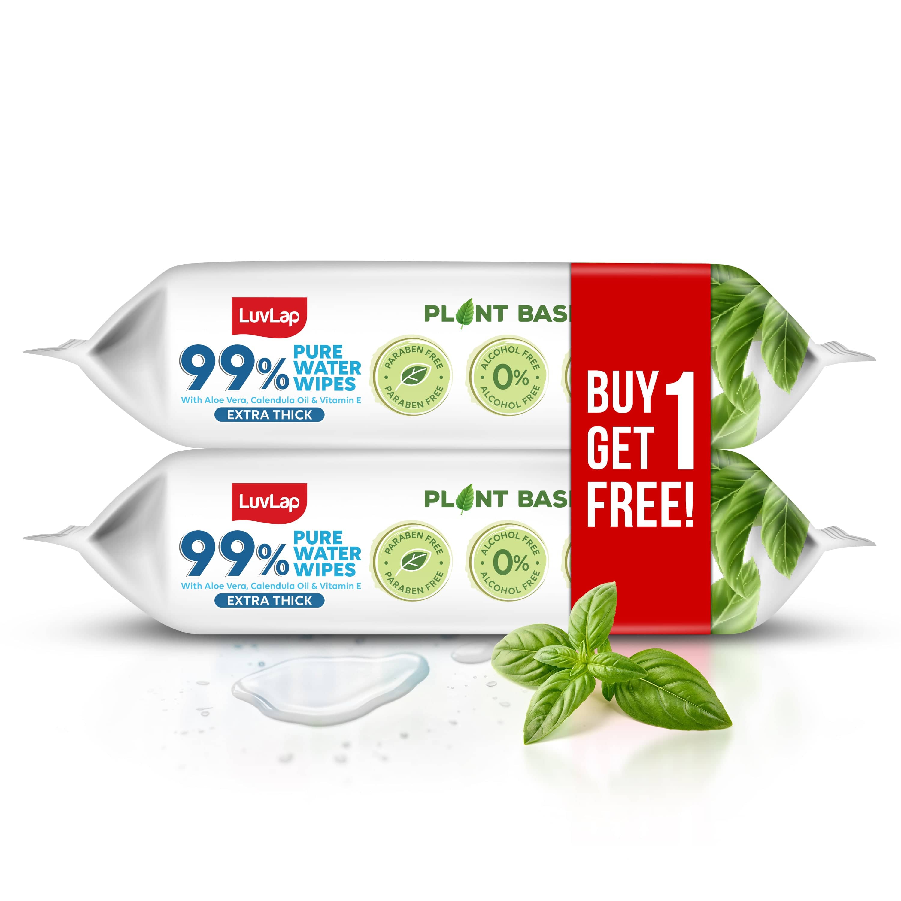 LuvLap Plant Based 99% Pure Water Baby Wipes,72 Count (Pack Of 2),Extra Thick Unscented,Vitamin E,Ph Balanced,Paraben Free,Ideal For Delicate Skin,Dermatologically Tested, Buy 1 Get 1 Free
