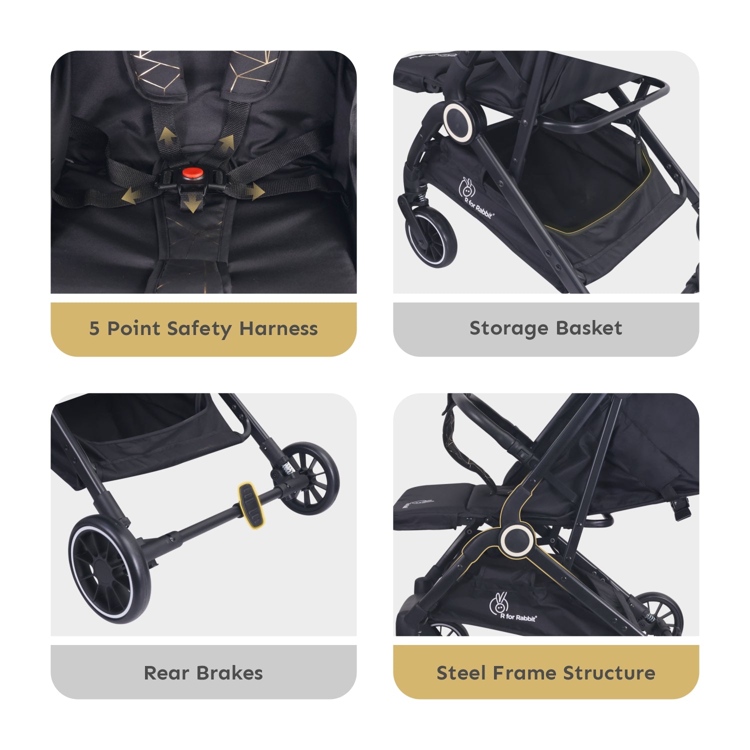 R for Rabbit Pocket Air Stroller - One Hand Fold, Light Weight, Travel Friendly, Adjustable Canopy