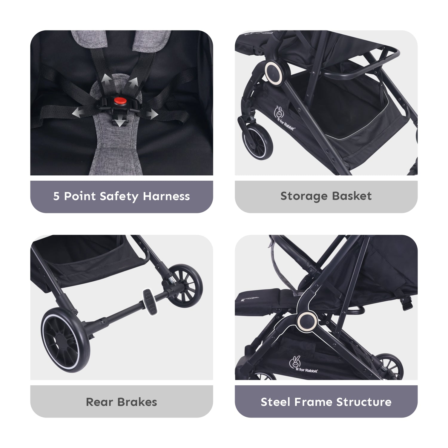 R for Rabbit Pocket Air Stroller - One Hand Fold, Light Weight, Travel Friendly, Adjustable Canopy