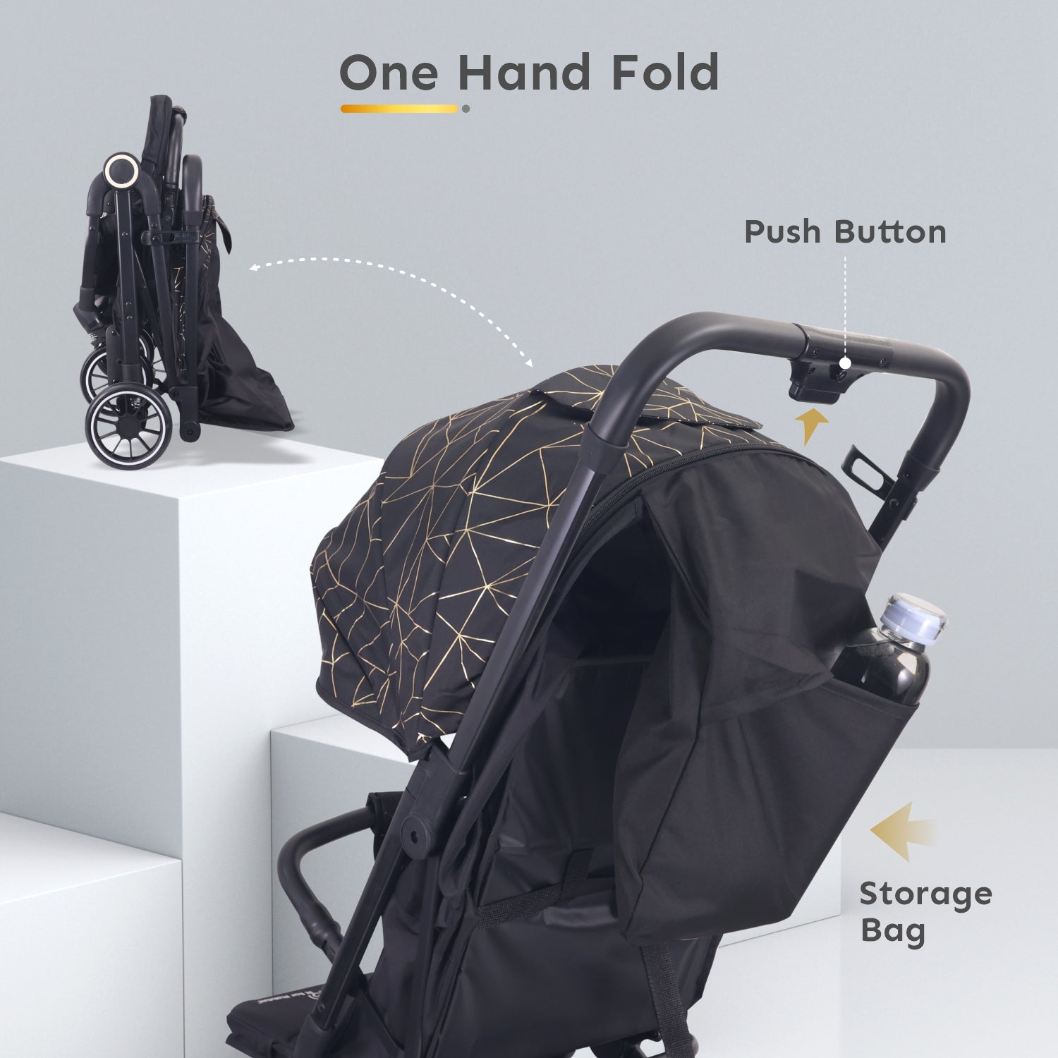 R for Rabbit Pocket Air Stroller - One Hand Fold, Light Weight, Travel Friendly, Adjustable Canopy