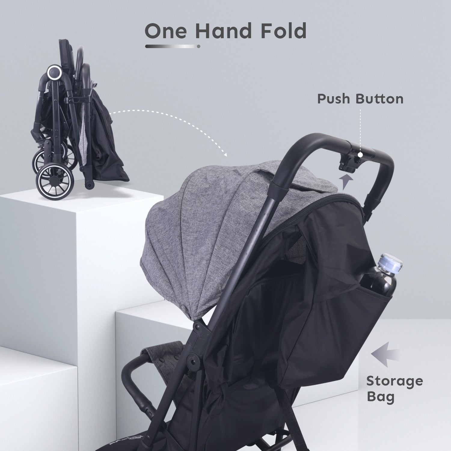 R for Rabbit Pocket Air Stroller - One Hand Fold, Light Weight, Travel Friendly, Adjustable Canopy