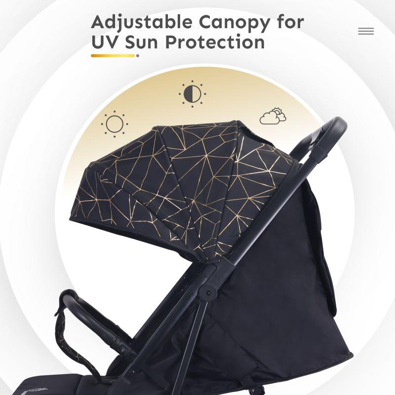 Pocket Air Stroller - One Hand Fold, Light Weight, Travel Friendly, Adjustable Canopy