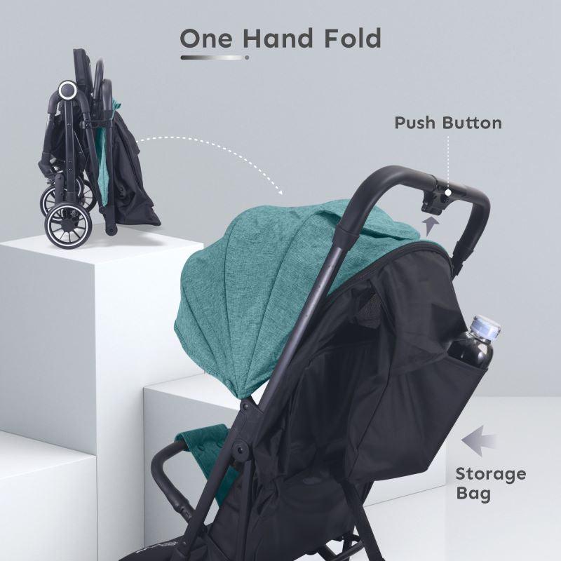 Pocket Air Stroller - One Hand Fold, Light Weight, Travel Friendly, Adjustable Canopy