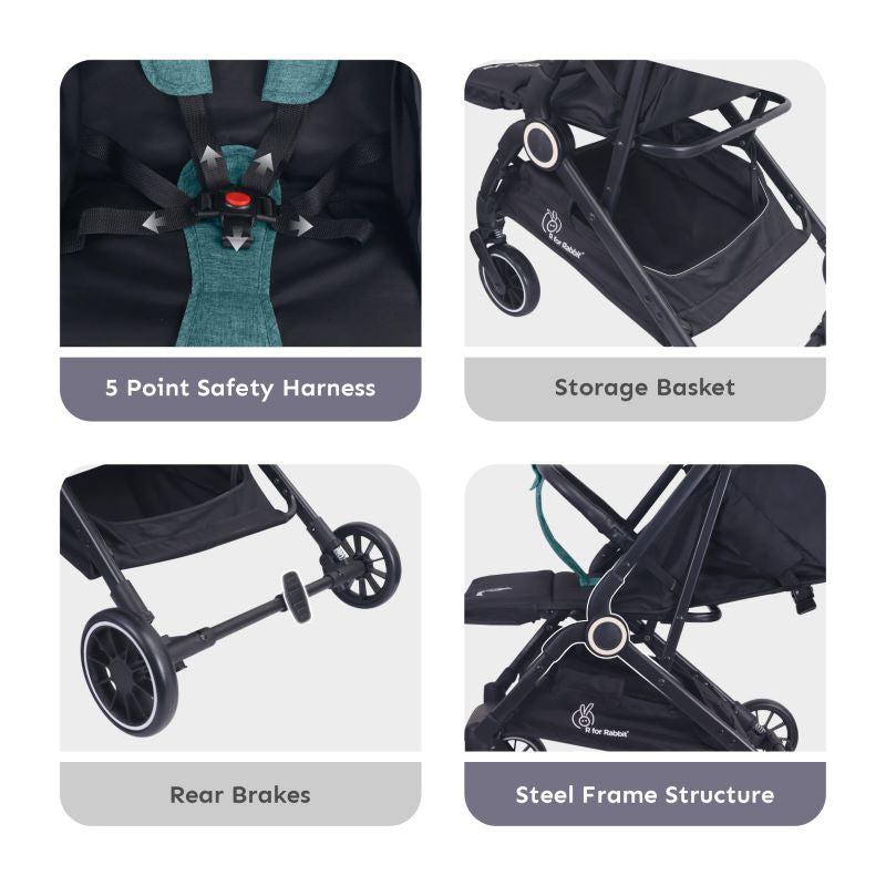 Pocket Air Stroller - One Hand Fold, Light Weight, Travel Friendly, Adjustable Canopy
