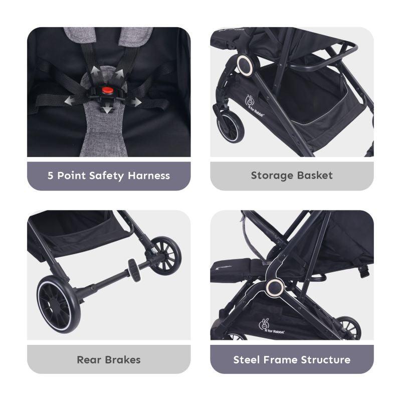 Pocket Air Stroller - One Hand Fold, Light Weight, Travel Friendly, Adjustable Canopy