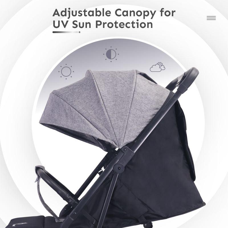 Pocket Air Stroller - One Hand Fold, Light Weight, Travel Friendly, Adjustable Canopy