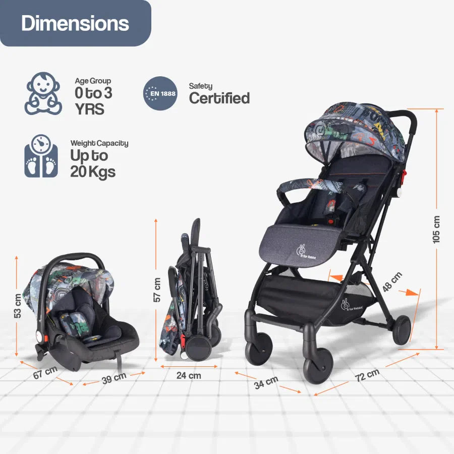 Pocket Lite Travel System Kids Stroller With Personalized Name Plate