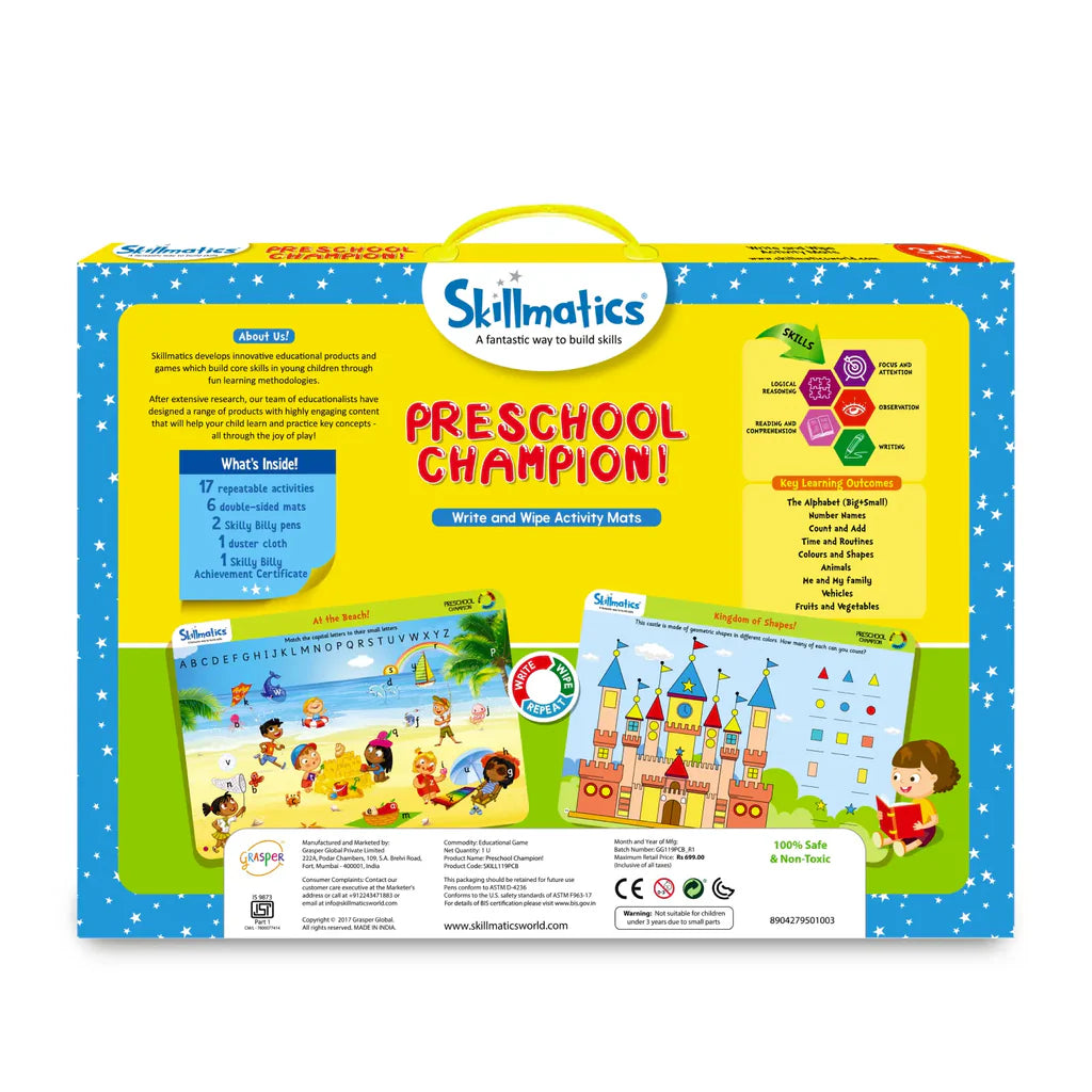 Skillmatics Educational Game -Preschool Champion, Learning Activity For Kids (Multicolor)