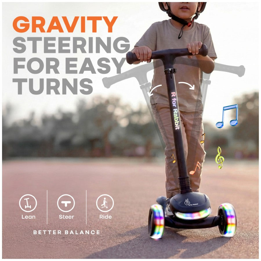 R for Rabbit Road Runner Jazz Scooter for Kids With ABEC7 Bearings, LED PU Wheels & Foldable Frame