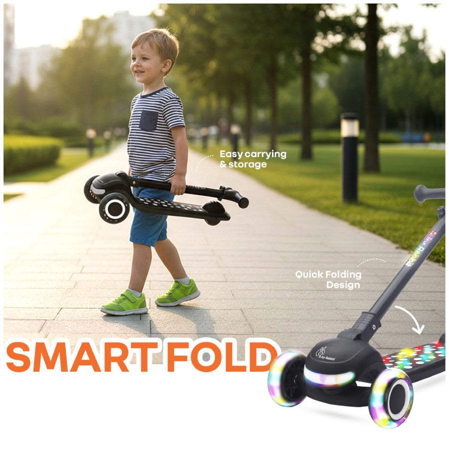 R for Rabbit Road Runner Jazz Scooter for Kids With ABEC7 Bearings, LED PU Wheels & Foldable Frame
