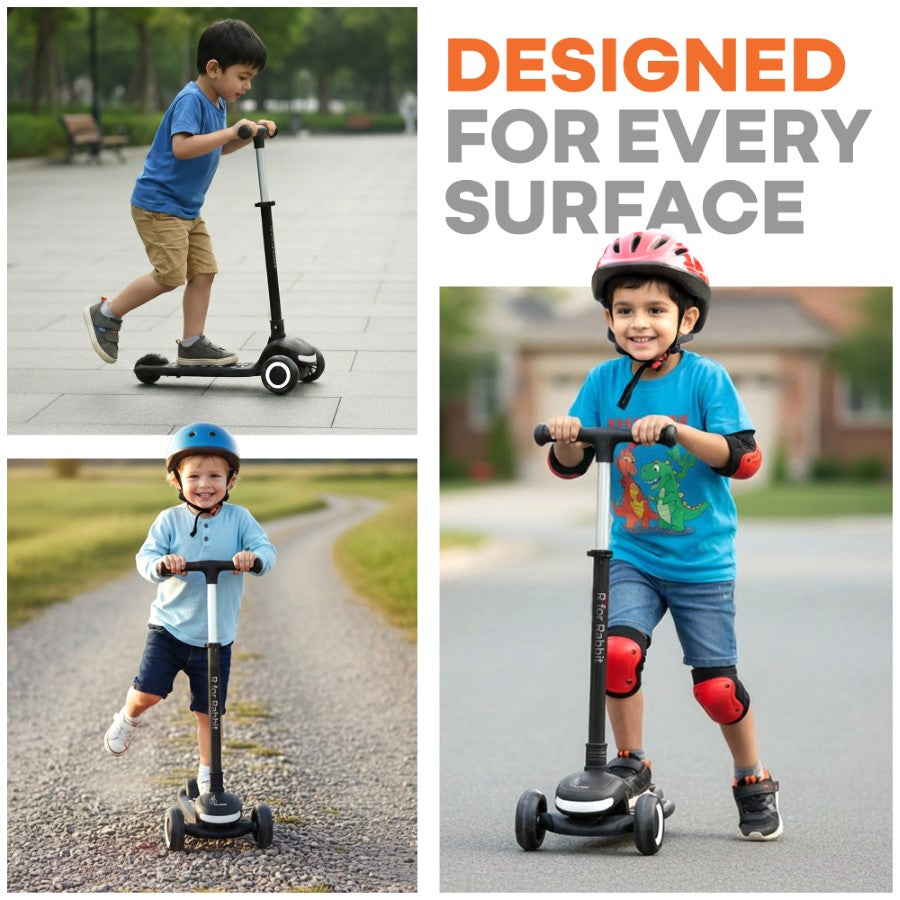 R for Rabbit Road Runner Jazz Scooter for Kids With ABEC7 Bearings, LED PU Wheels & Foldable Frame