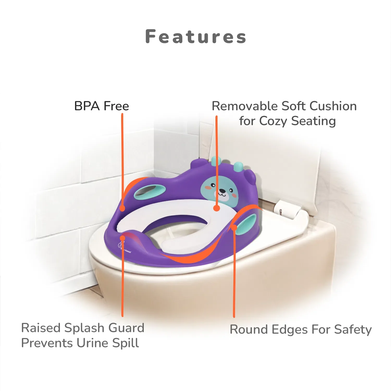 R for Rabbit Minimo Teddy Toilet Seats Happy and Comfy Potty Training Seat for Baby