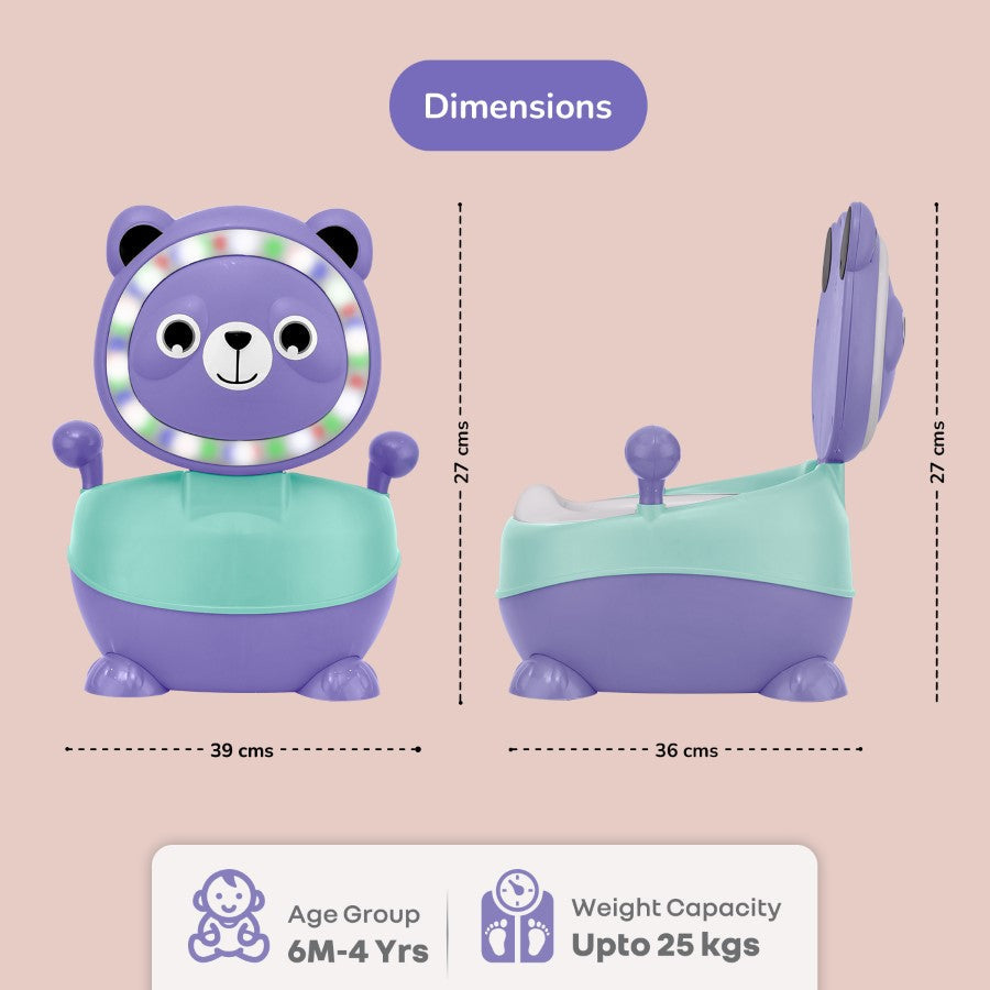 R for Rabbit Tiny Tots Panda Potty Training Seat for Baby With Backrest And Grip Handles