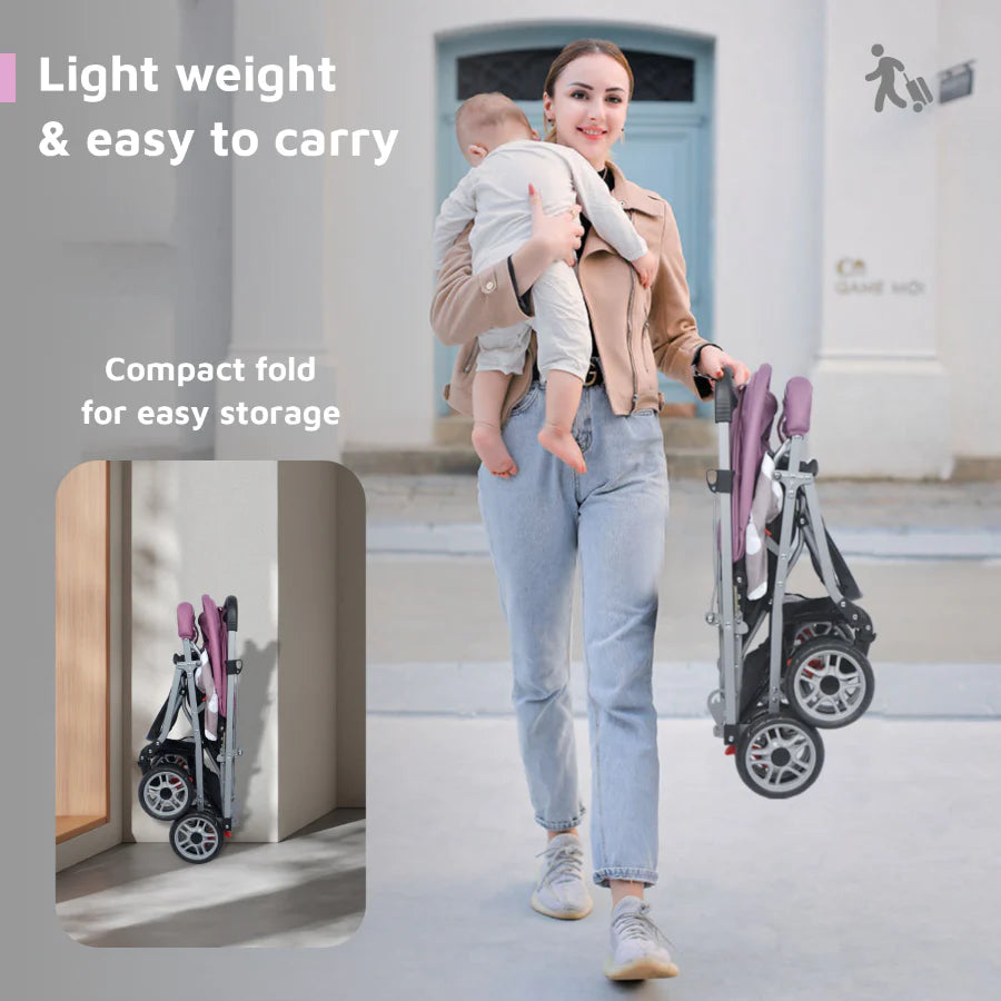 R for Rabbit Lollipop Lite Stroller - Travel Friendly, Easy To Fold, Reversible Handle, Wheel Lock, Adjustable Leg Rest