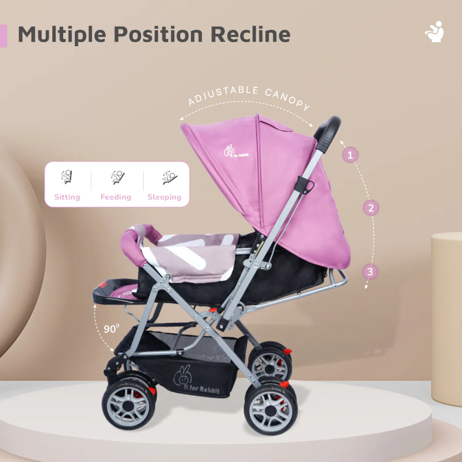 R for Rabbit Lollipop Lite Stroller - Travel Friendly, Easy To Fold, Reversible Handle, Wheel Lock, Adjustable Leg Rest