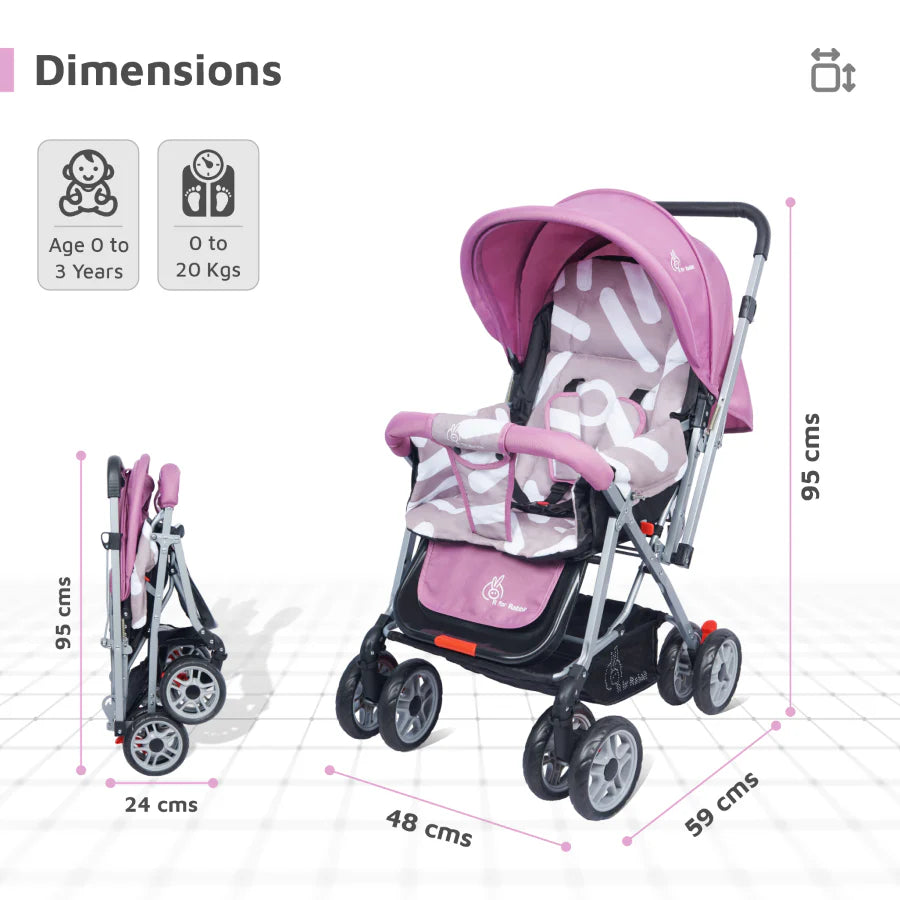 R for Rabbit Lollipop Lite Stroller - Travel Friendly, Easy To Fold, Reversible Handle, Wheel Lock, Adjustable Leg Rest